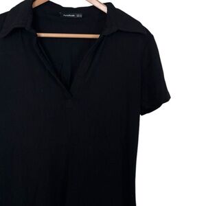 💥 PattyBoutik Black V-Neck Short Sleeve Polo